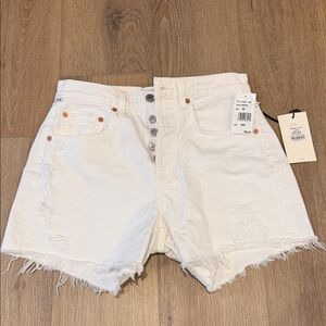 Citizens Of Humanity White Distressed High-Rise Denim Shorts